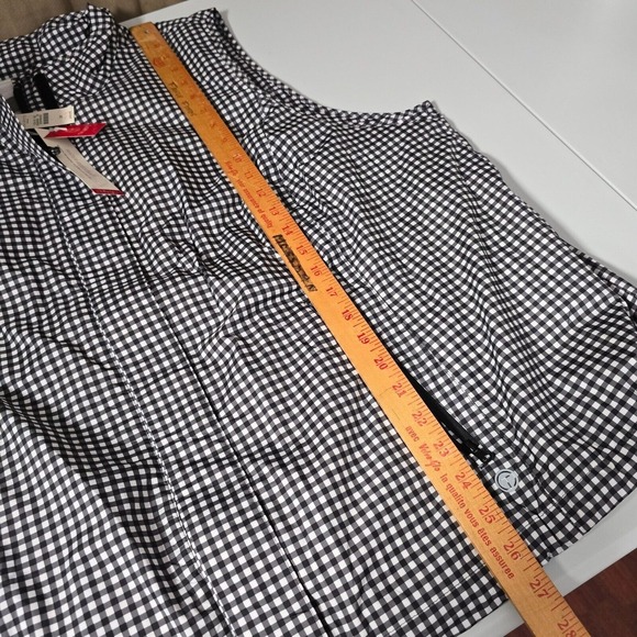 T by Talbots Vest Womens 3X Black White Gingham Full‎ Zip Layering Outdoor - Picture 9 of 11